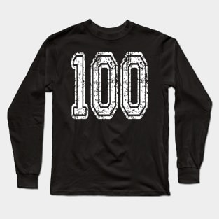 Number 100 Grungy in white Long Sleeve T-Shirt